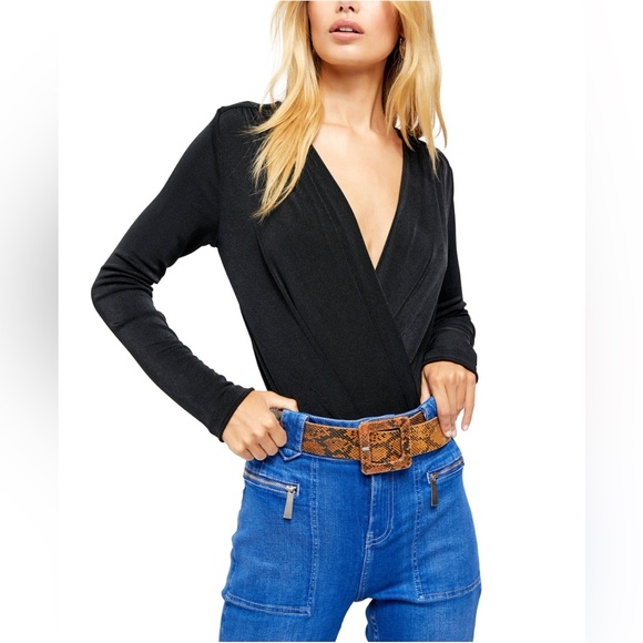 Free People Tops - Free People - Black Turnt Bodysuit - Size Medium